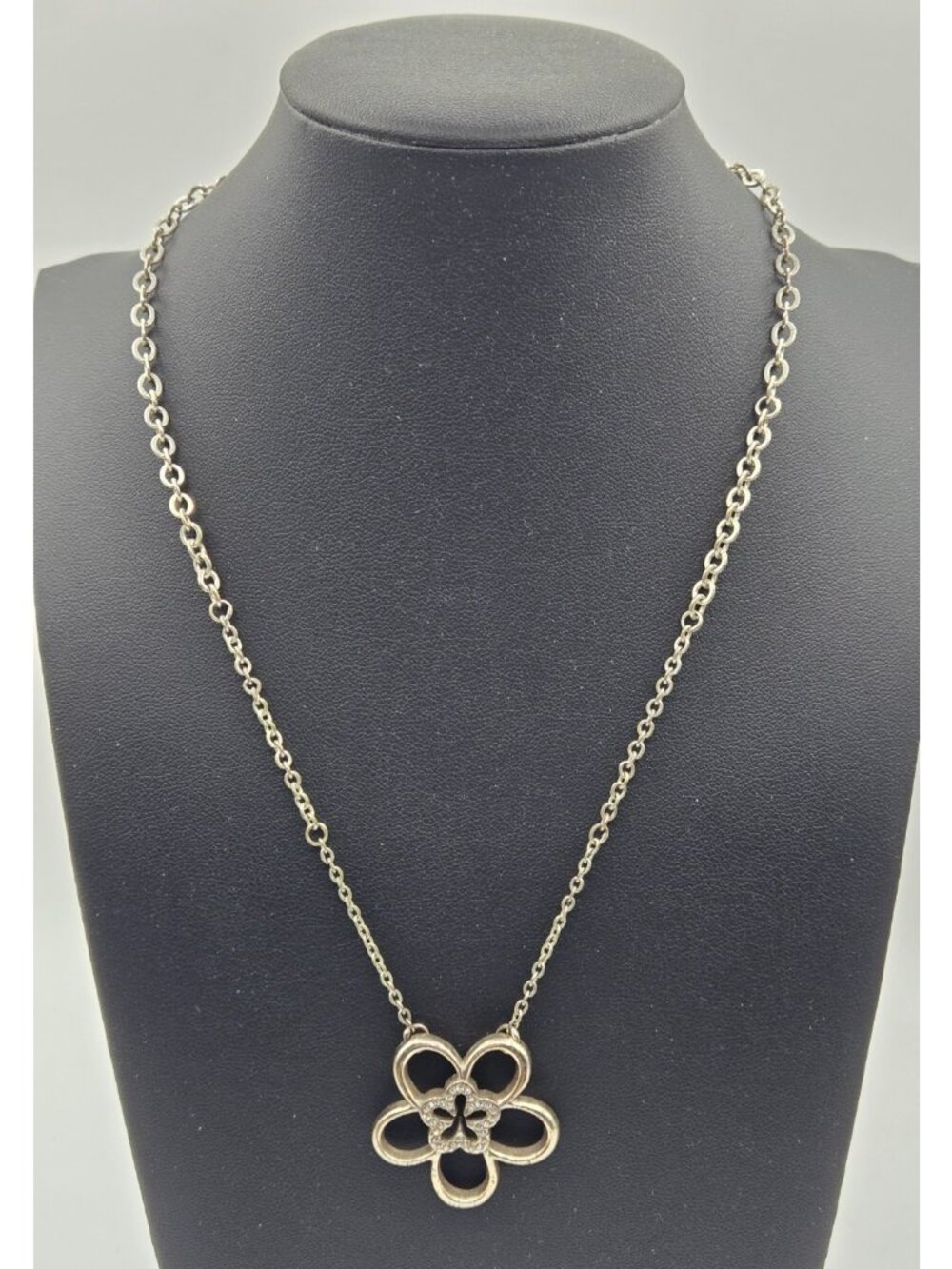 Brighton Infinity Flower Silver Retired Pendant Necklace 2 inch extender
